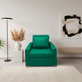 Sofá Cama Sabathy Verde 95x90cm Reclinable de Tela Amigable con Mascotas de Un Puesto con Apoya Brazos - SOFAS Y POLTRONAS | Bylmo