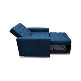Sofá Cama Sabathy Azul Petróleo 95x90cm Reclinable de Tela Amigable con Mascotas de Un Puesto con Apoya Brazos - SOFAS Y POLTRONAS | Bylmo