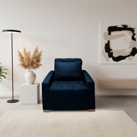 Sofá Cama Sabathy Azul Petróleo 95x90cm Reclinable de Tela Amigable con Mascotas de Un Puesto con Apoya Brazos - SOFAS Y POLTRONAS | Bylmo