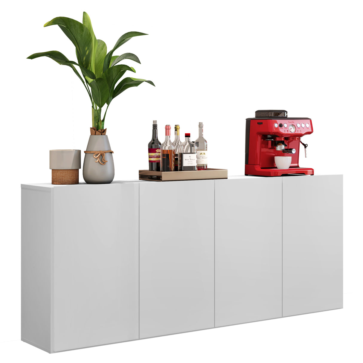 Aparador Veneza Blanco 123x69cm con Cuatro Puertas y Cuatro Compartimientos - BIFES Y ARRIMOS | Bylmo