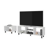 Combo Rack de Tv y Mesa de Centro Eclipse Blanco 140.2x47.5cm Para Tv Hasta 60" Pulgadas con Cuatro Compartimientos