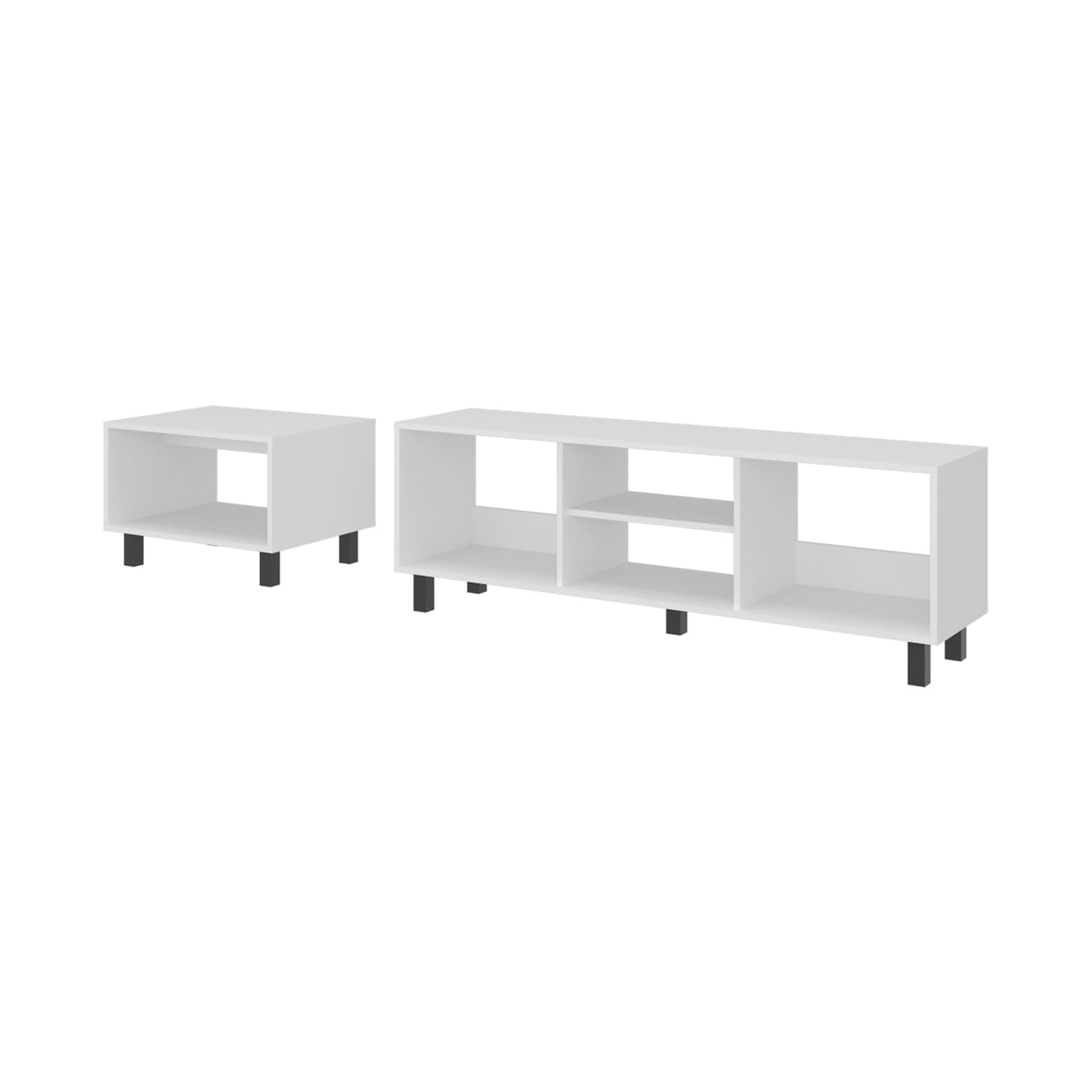 Combo Rack de Tv y Mesa de Centro Eclipse Blanco 140.2x47.5cm Para Tv Hasta 60" Pulgadas con Cuatro Compartimientos