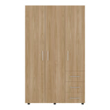 Closet Atenas Fresno Europeo y Blanco 120x200cm con Tres Puertas y con Tres Cajones - CLOSETS | Bylmo