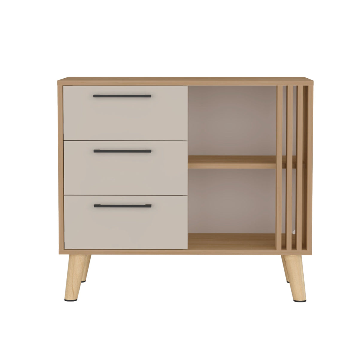 Cajonera Vance Fresno Europeo y Capri 80x64.4cm de Tres Hileras con Tres Cajones