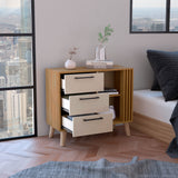 Cajonera Vance Fresno Europeo y Capri 80x64.4cm de Tres Hileras con Tres Cajones