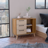 Cajonera Vance Fresno Europeo y Capri 80x64.4cm de Tres Hileras con Tres Cajones