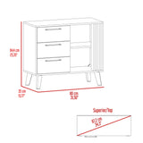 Cajonera Vance Fresno Europeo y Capri 80x64.4cm de Tres Hileras con Tres Cajones