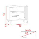 Cajonera Vance Fresno Europeo y Capri 80x64.4cm de Tres Hileras con Tres Cajones