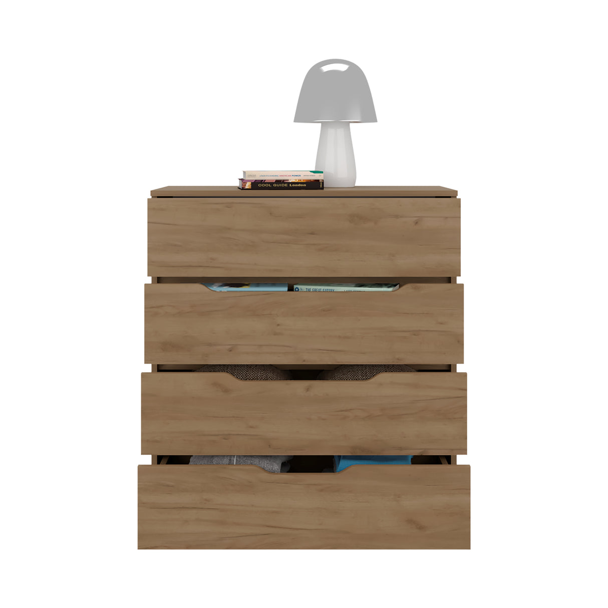 Cajonera Zoe Fresno 80x89.1cm de Cuatro Hileras con Cuatro Cajones - CAJONERAS Y COMODAS | Bylmo
