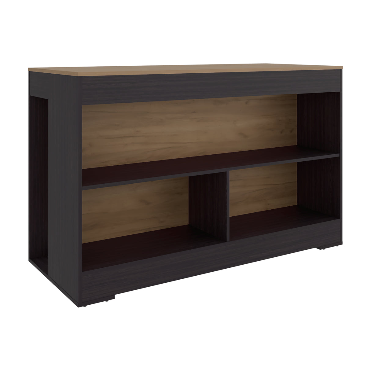 Barra de Cocina Cuenca Wengue y Fresno 138.2x88.5cm con Un Entrepaño y con Tres Compartimientos