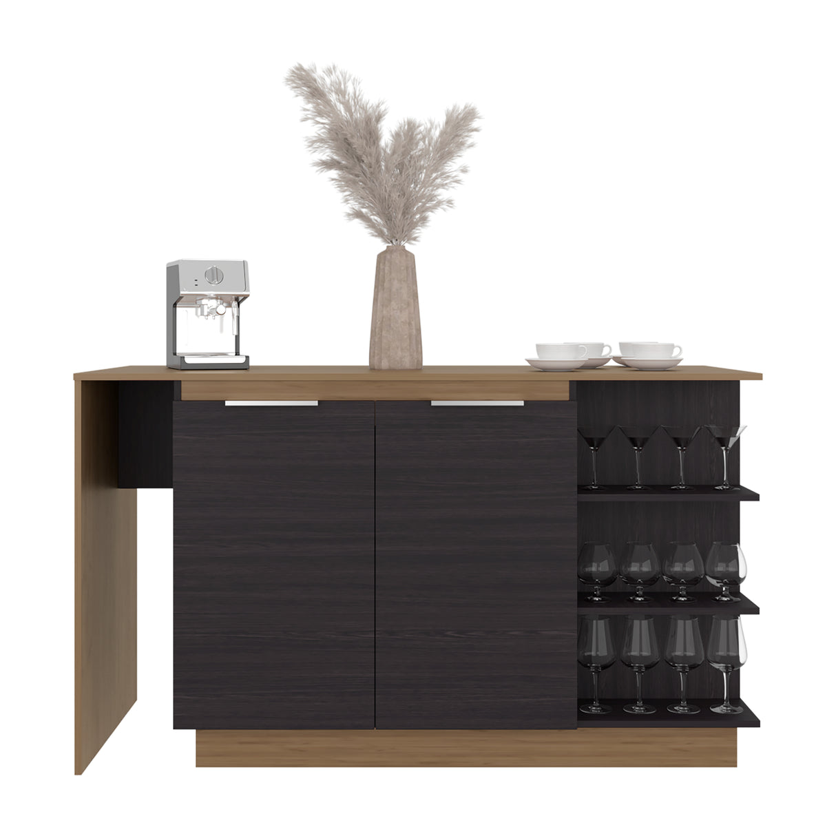 Barra de Cocina Lumina Wengue y Fresno 150x89.2cm con Cuatro Entrepaños