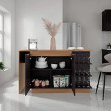 Barra de Cocina Lumina Wengue y Fresno 150x89.2cm con Cuatro Entrepaños