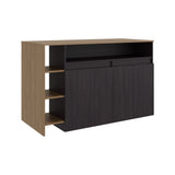 Barra de Cocina Bari Wengue y Fresno 140x90cm con Tres Entrepaños y con Cuatro Compartimientos - BARRAS Y MUEBLES AUXILIARES | Bylmo