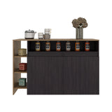 Barra de Cocina Bari Wengue y Fresno 140x90cm con Tres Entrepaños y con Cuatro Compartimientos - BARRAS Y MUEBLES AUXILIARES | Bylmo