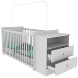 Cuna con Cómoda My Baby Blanco 166x73cm con Cabecero con Colchón Infantil y con Almacenamiento - CAMAS | Bylmo