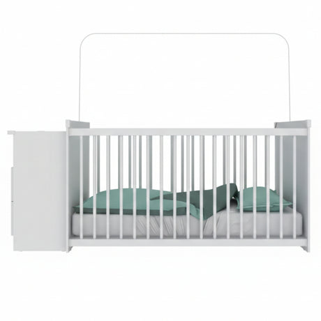 Cuna con Cómoda My Baby Blanco 166x73cm con Cabecero con Colchón Infantil y con Almacenamiento - CAMAS | Bylmo