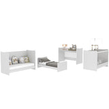 Cuna 4 en 1 Arcangel Blanco 132x90cm con Cabecero y con Colchón Infantil - CAMAS | Bylmo