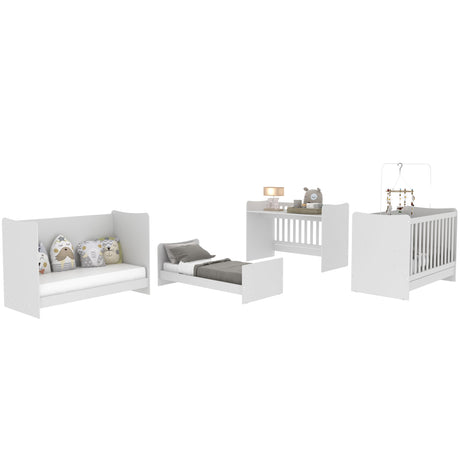 Cuna 4 en 1 Arcangel Blanco 132x90cm con Cabecero y con Colchón Infantil - CAMAS | Bylmo