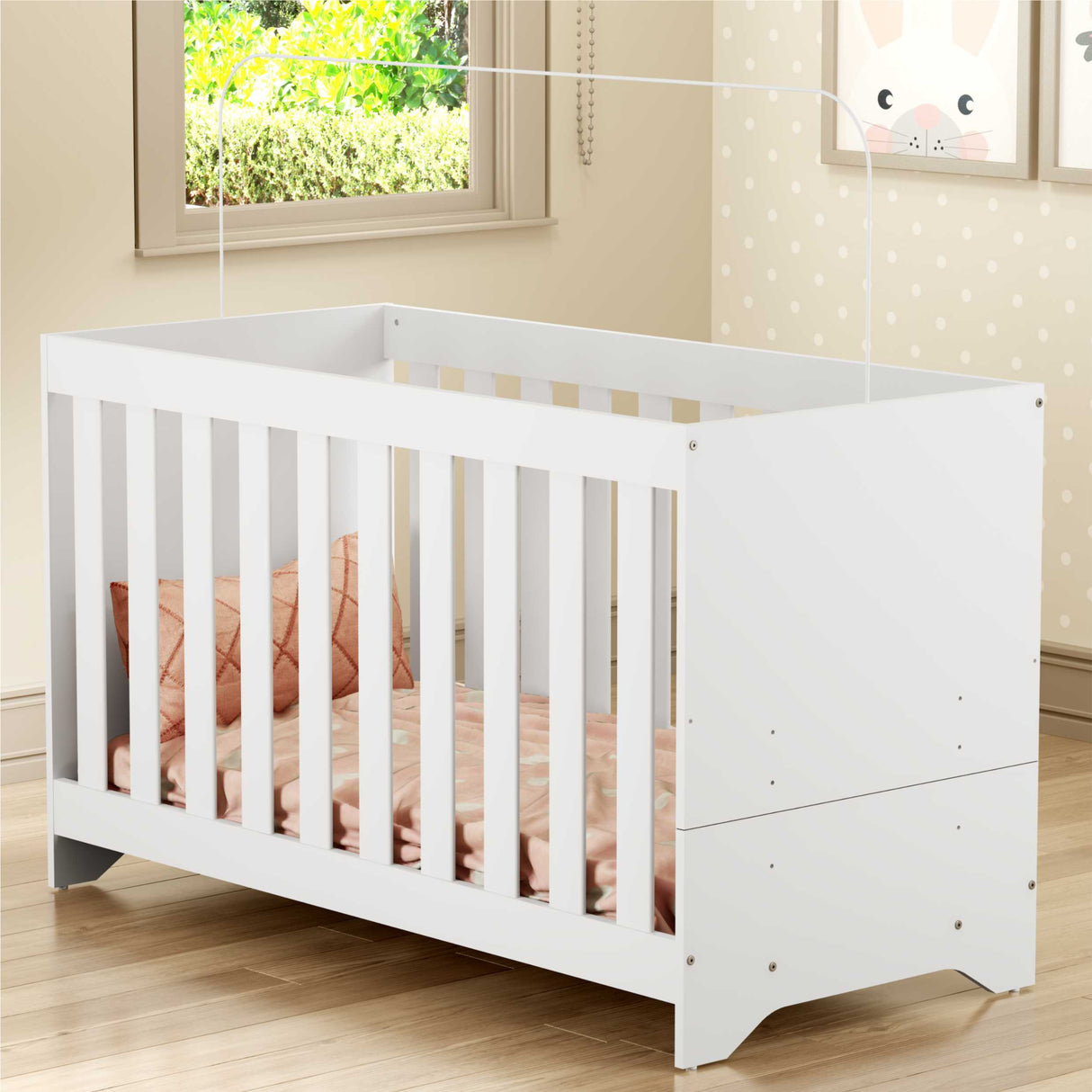 Cuna 3 en 1 Elsa Blanco 133x80cm con Cabecero y con Colchón Infantil - CAMAS | Bylmo