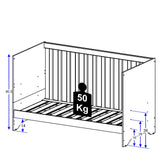Cuna 3 en 1 Elsa Blanco 133x80cm con Cabecero y con Colchón Infantil - CAMAS | Bylmo