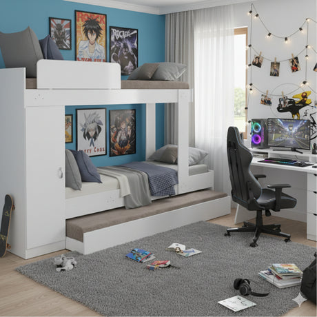 Camarote Blanco 85x165cm con Cabecero sin Colchón y con Almacenamiento - CAMAS | Bylmo