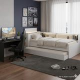 Cama Nido Blanco 110x80cm con Cabecero sin Colchón y con Almacenamiento - CAMAS | Bylmo