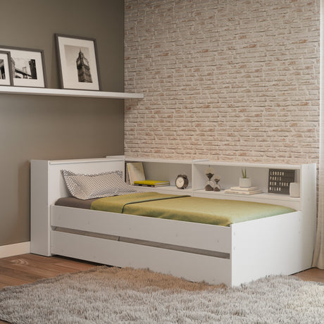 Cama Nido Blanco 110x80cm con Cabecero sin Colchón y con Almacenamiento - CAMAS | Bylmo