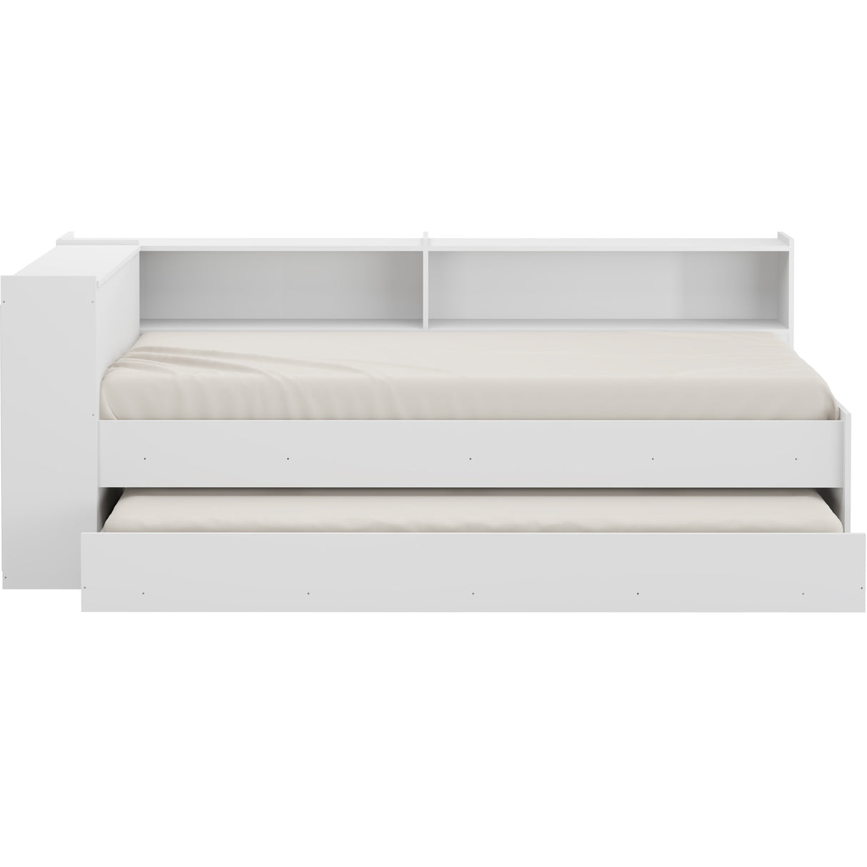 Cama Nido Blanco 110x80cm con Cabecero sin Colchón y con Almacenamiento - CAMAS | Bylmo