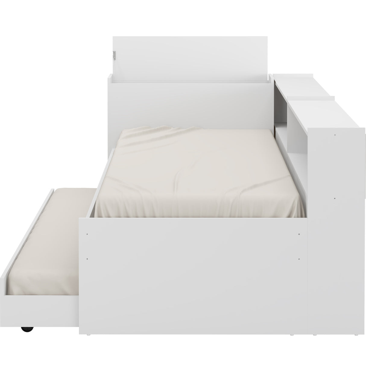 Cama Nido Blanco 110x80cm con Cabecero sin Colchón y con Almacenamiento - CAMAS | Bylmo