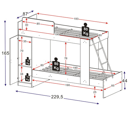 Camarote Tokio Negro 85x165cm con Cabecero sin Colchón y con Almacenamiento - CAMAS | Bylmo