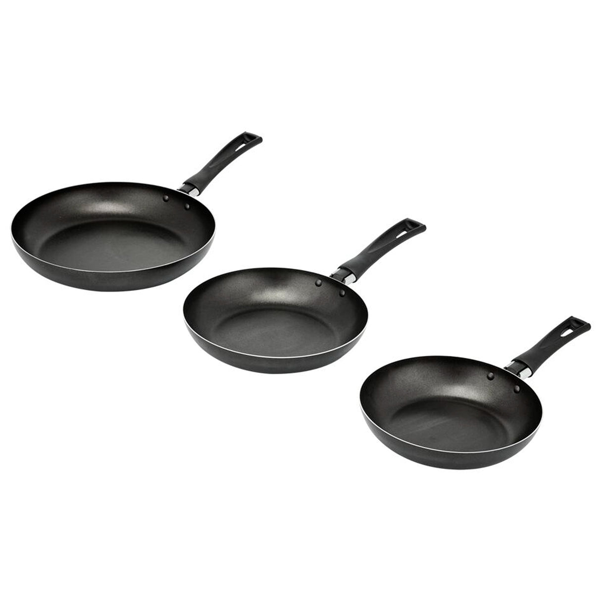 Set de 3 Sartenes Imusa Basic Negro Antiadherentes - OLLAS Y SARTENES | Bylmo