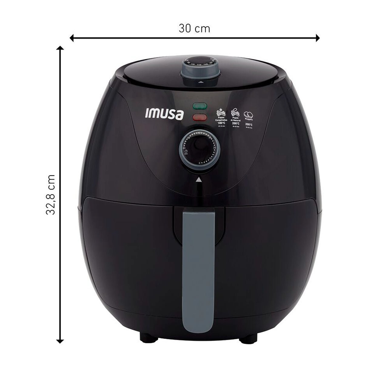 Freidora de Aire Imusa Esencial Negro 31.4x30cm de 3.2 Litros - FREIDORAS DE AIRE | Bylmo