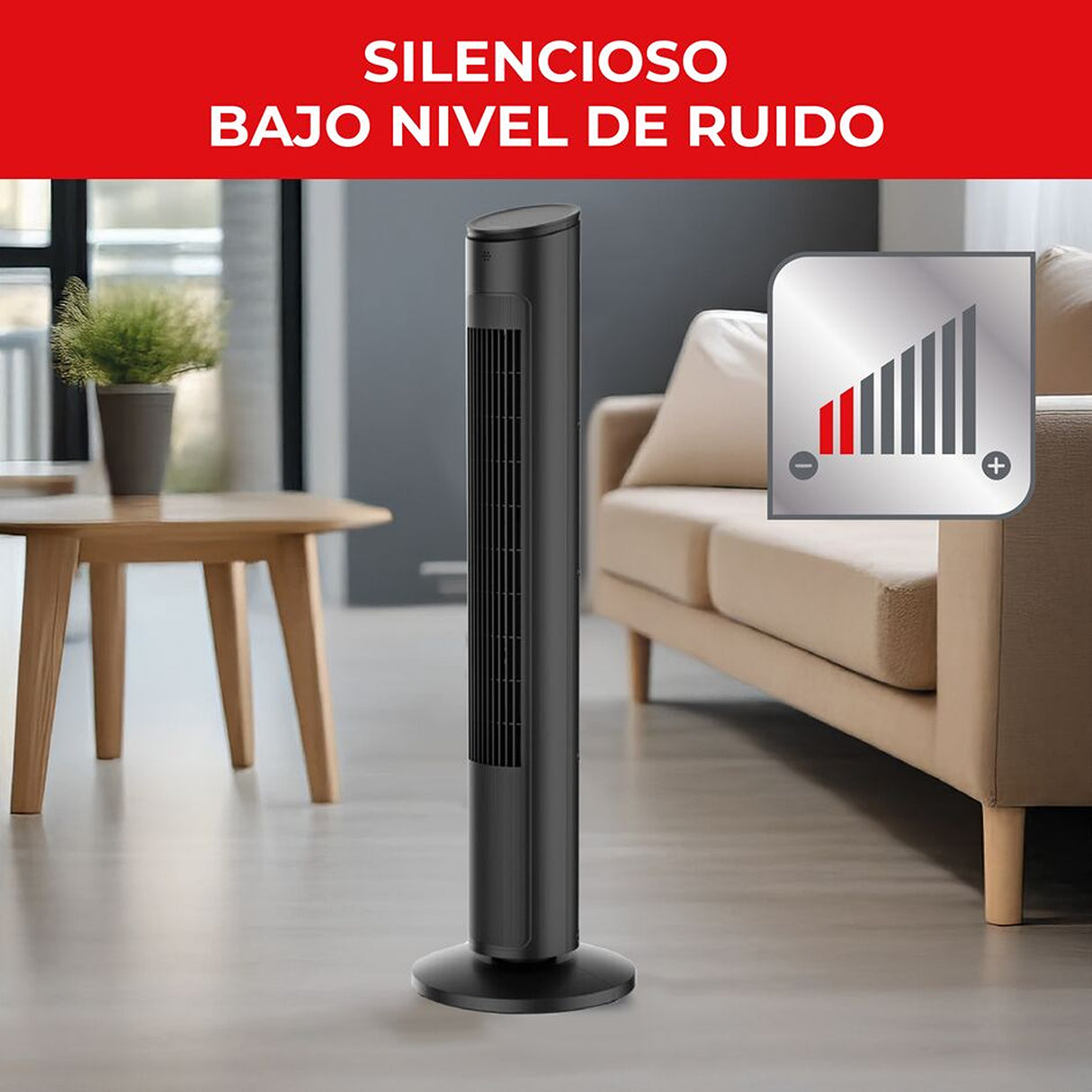 Ventilador de Torre Samurai Eole Negro 30x102.8cm de 3 Velocidades con Control Remoto y con Oscilación - VENTILADORES | Bylmo