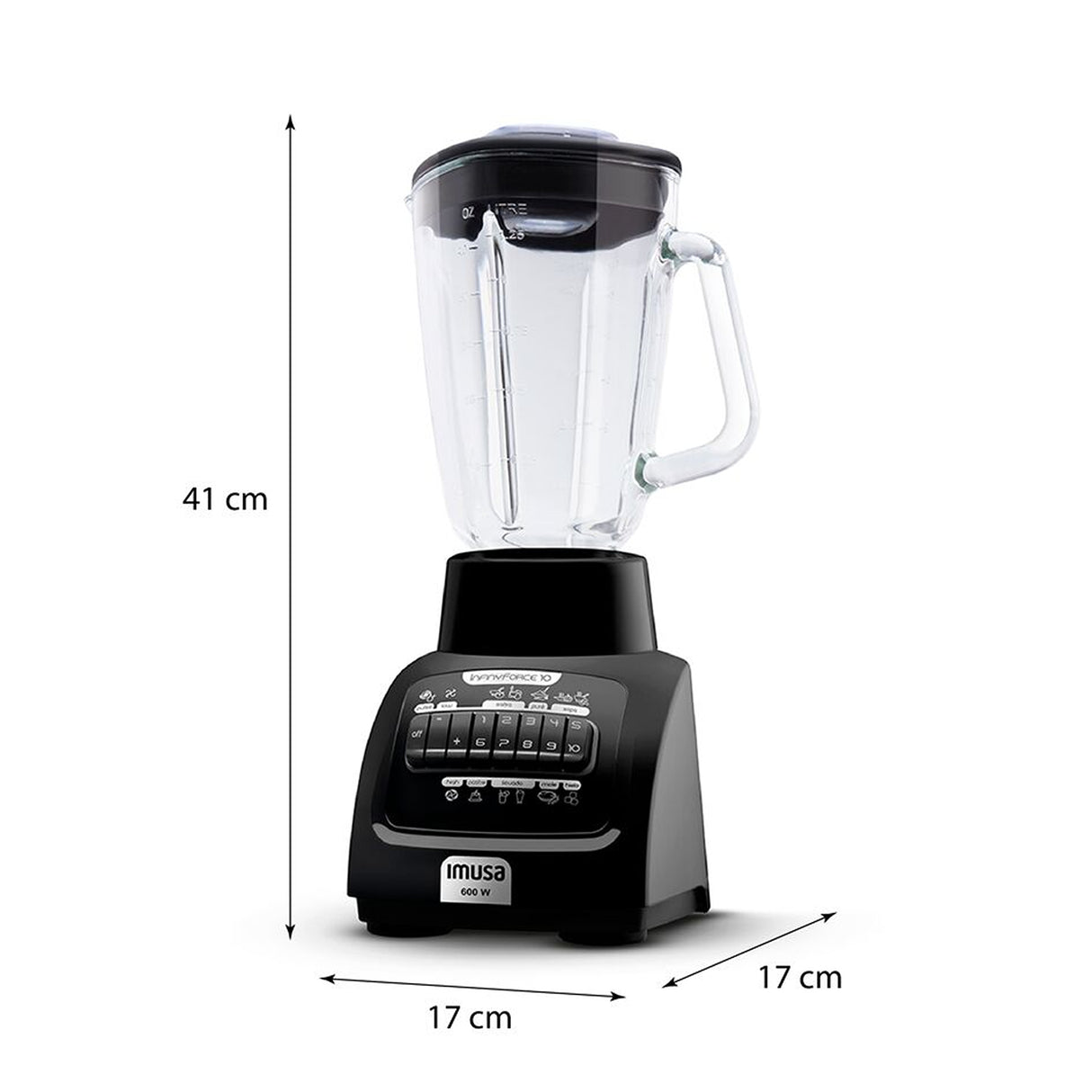 Licuadora Imusa Infiny Force Negro 17x41cm de 1.75 Litros con 10 Velocidades - LICUADORAS Y PROCESADORES | Bylmo