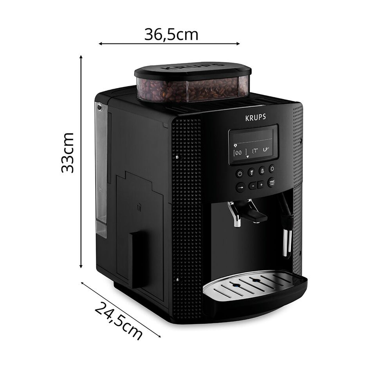 Cafetera Espressería Krups Essential Negro 36.5x24.5cm con Pantalla Digital - CAFETERAS ELECTRICAS | Bylmo