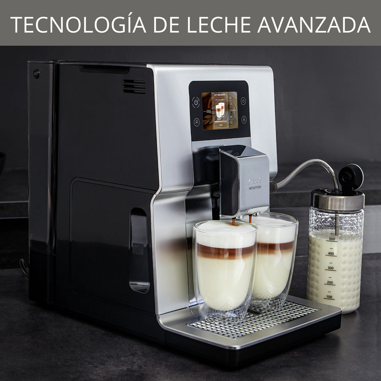 Cafetera Espressería Krups Intuition Gris Oscuro 24x40cm con Pantalla Digital - CAFETERAS ELECTRICAS | Bylmo