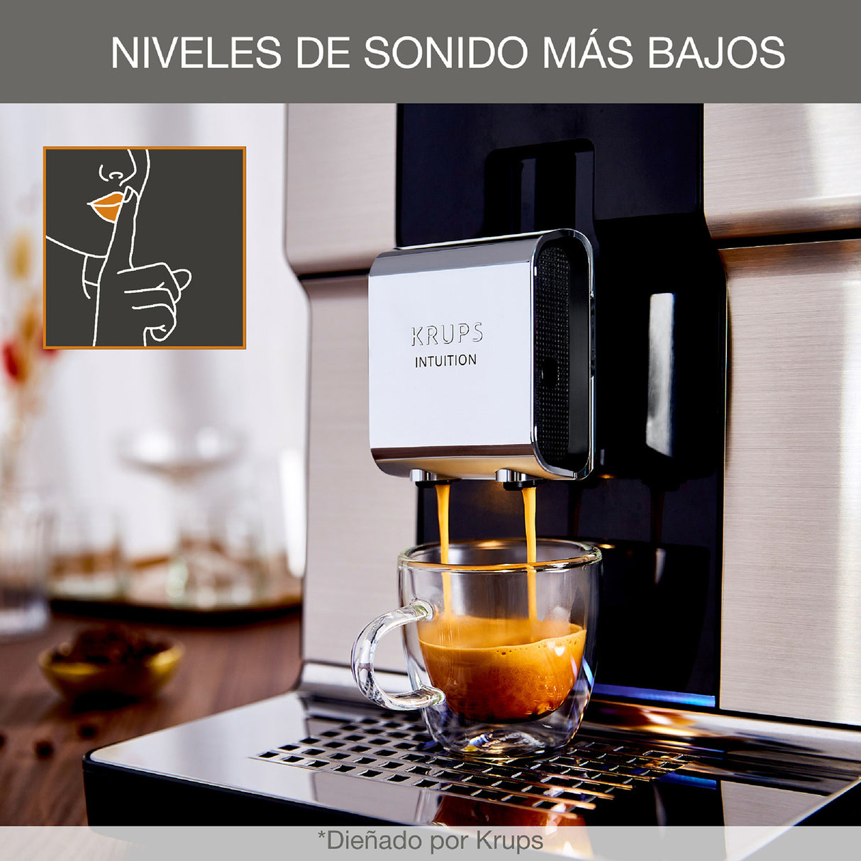 Cafetera Espressería Krups Intuition Gris Oscuro 24x40cm con Pantalla Digital - CAFETERAS ELECTRICAS | Bylmo