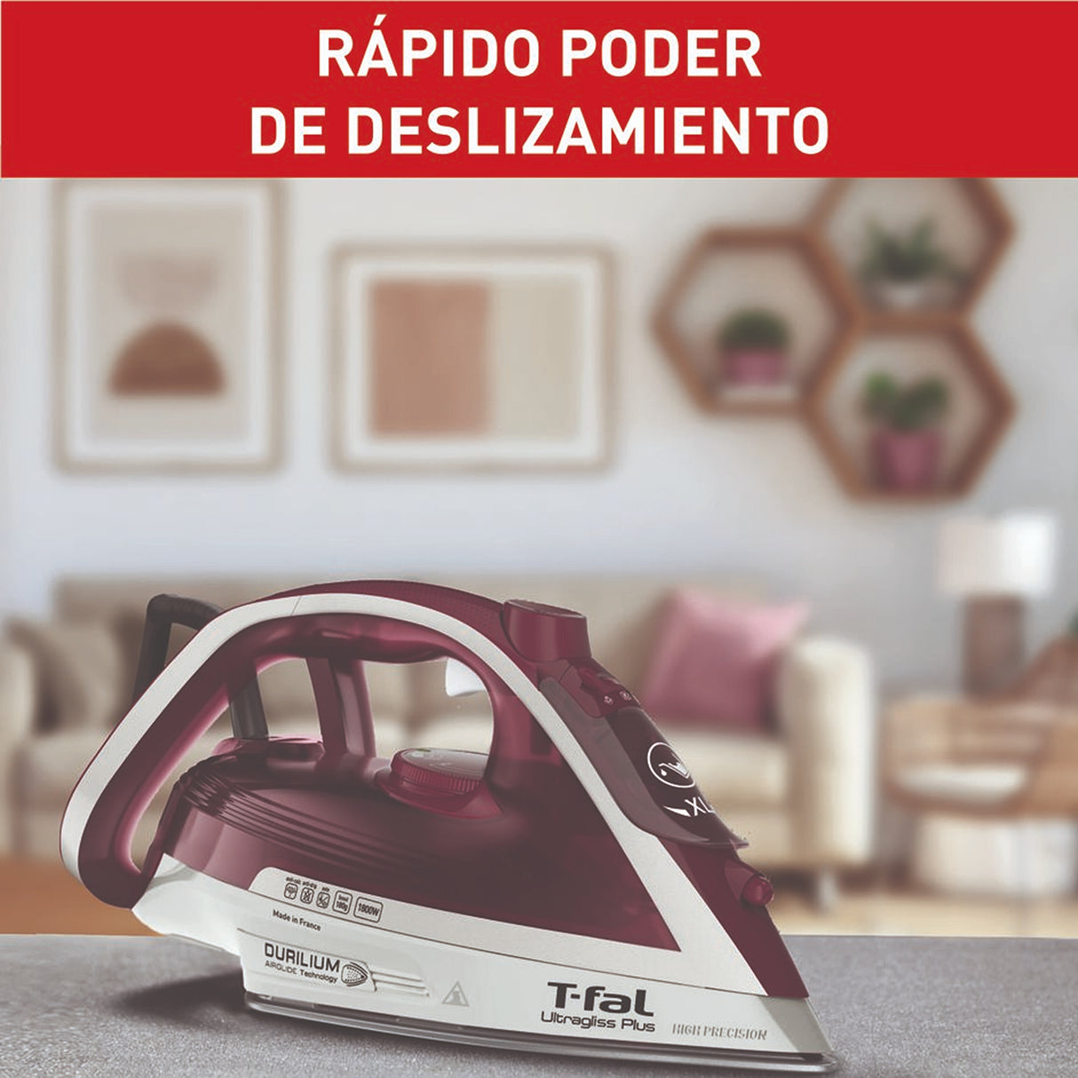 Plancha de Vapor para Ropa T - Fal Ultragliss Gamay y Plateado 13.8x30cm con Función de Autoapagado - PLANCHAS | Bylmo