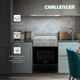 Estufa Challenger Cucina Negro 60x93cm de Gas Natural con Cuatro Quemadores - ESTUFAS | Bylmo