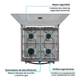 Estufa Challenger Cucina Negro 60x93cm de Gas Natural con Cuatro Quemadores - ESTUFAS | Bylmo