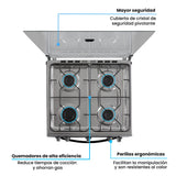 Estufa Challenger Cucina Negro 60x93cm de Gas Propano con Cuatro Quemadores - ESTUFAS | Bylmo