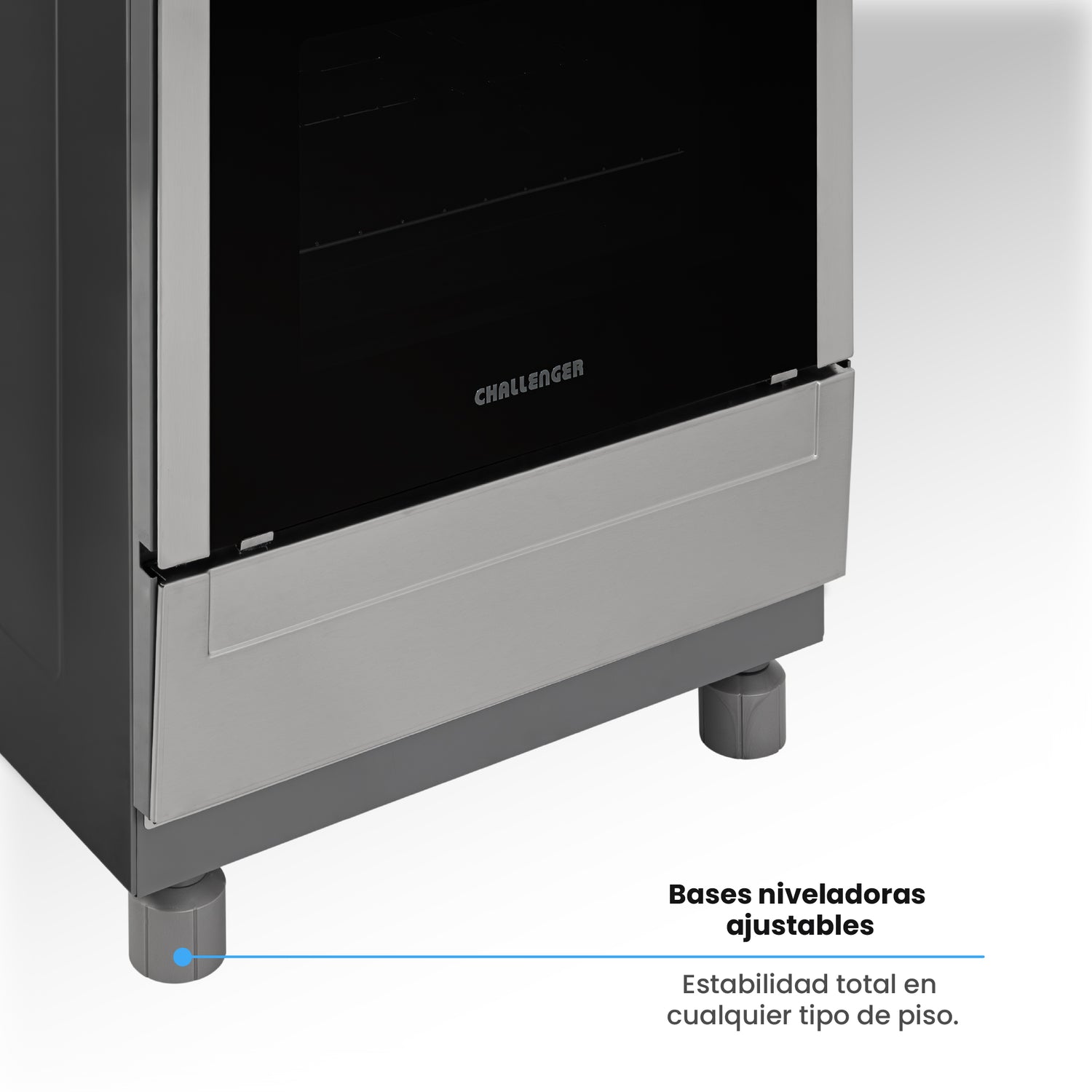 Estufa Challenger Cucina Gris 60x93cm de Gas Natural con Cuatro Quemadores con Pantalla Digital y con Temporizador - ESTUFAS | Bylmo