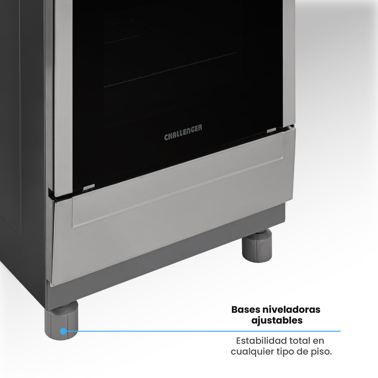 Estufa Challenger Cucina Gris 60x93cm de Gas Propano con Cuatro Quemadores con Pantalla Digital y con Temporizador - ESTUFAS | Bylmo
