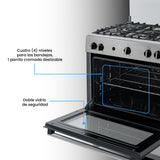 Estufa Challenger Cucina Gris 76x93cm de Gas Propano con Cinco Quemadores - ESTUFAS | Bylmo