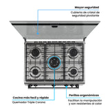 Estufa Challenger Cucina Gris 76x93cm de Gas Propano con Cinco Quemadores - ESTUFAS | Bylmo