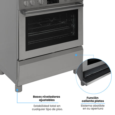 Estufa Challenger Cucina Gris 76x93cm de Gas Natural con Cinco Quemadores y con Temporizador - ESTUFAS | Bylmo