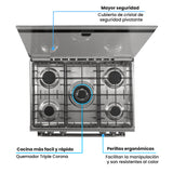 Estufa Challenger Cucina Gris 76x93cm de Gas Natural con Cinco Quemadores y con Temporizador - ESTUFAS | Bylmo