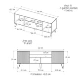 Mesa para TV Nori Panela 160x59cm para TV Hasta 65" Pulgadas con Dos Compartimientos y con Ranuras para Cables - MUEBLES DE TV | Bylmo