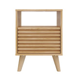 Mesa de Noche Nori Miel 45x63cm con Un Cajón Un Compartimiento y con Patas - MESAS DE NOCHE | Bylmo