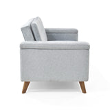 Sofá Carter Plata y Matiz Caoba 150x84cm de Dos Puestos y con Apoya Brazos - SOFAS Y POLTRONAS | Bylmo